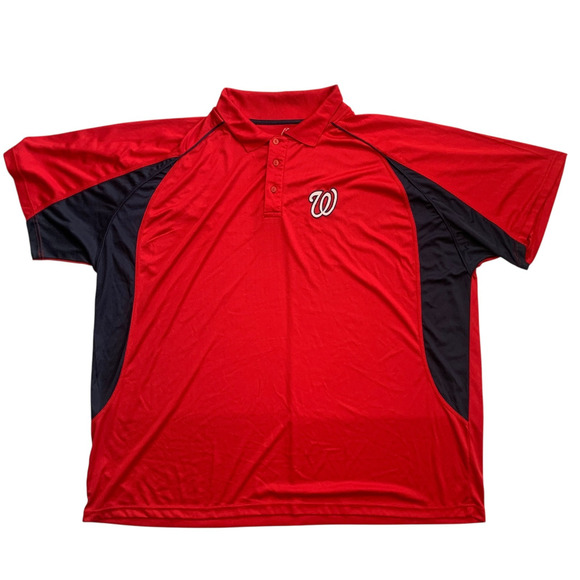 Majestic Men's Size 5X Washington Nationals MLB Baseball Short Sleeve Polo Shirt - Picture 1 of 15